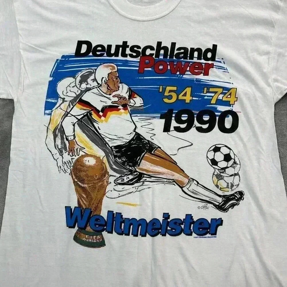 Vintage Shirt Mens Large 1990 West Germany Soccer Deutschland Power Weltmeister - Picture 5 of 8